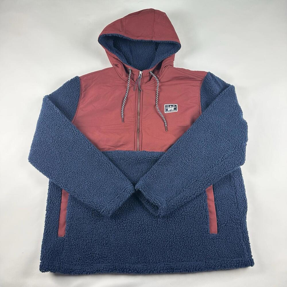HURLEY Obsidian Red Navy Half Zip Sherpa Comfy Pullover Hoodie Jacket Men’s‎ XL